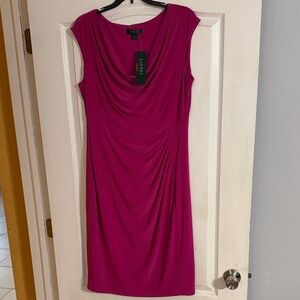 Lauren Ralph Lauren Pink Draped Midi Dress